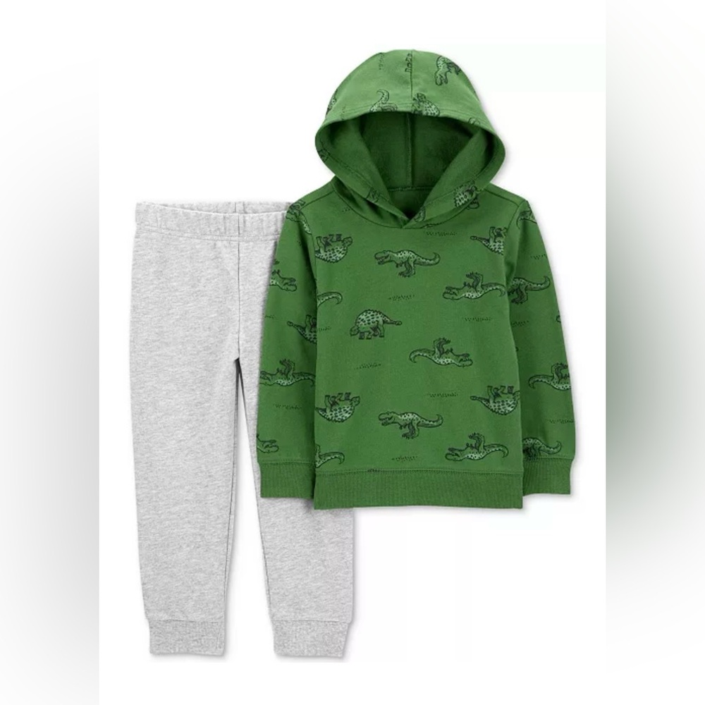 CARTER’S Baby Boys Dinosaur-Print Hoodie & Solid Jogger Pants, 2 Piece Set - 18M